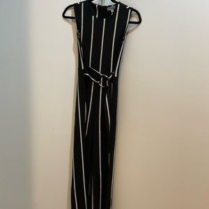 Striped belted wide leg jumper